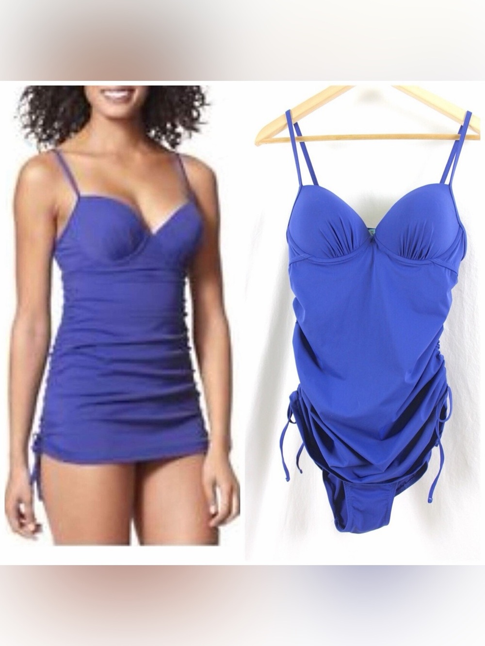 Assets Spanx Shirred Underwire‎ Power Swimsuit One Piece Blue Size Medium